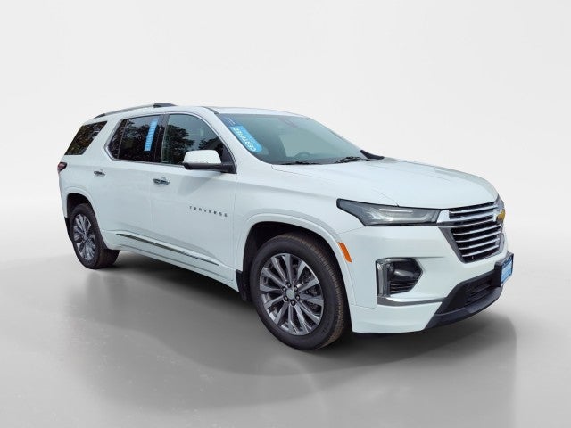 2023 Chevrolet Traverse Premier in Summit White — front three-quarter view