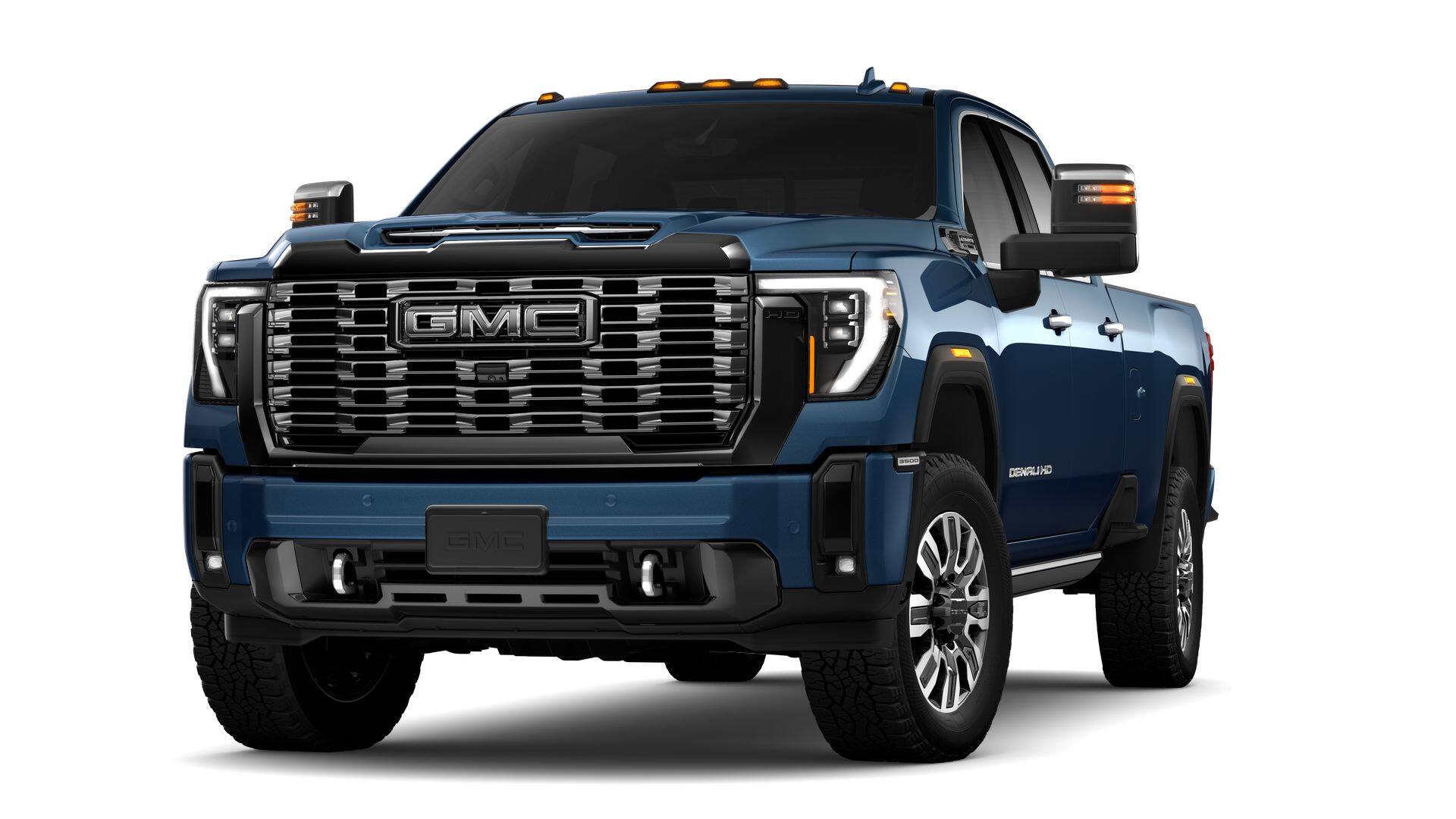 2026 GMC Sierra 3500 HD Denali Ultimate in Downpour Metallic — front three-quarter view